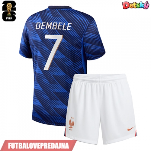 Lacne Dětský Futbalové dres Francúzsko Ousmane Dembele #7 MS 2026 Krátky Rukáv - Domáci (+ trenírky)